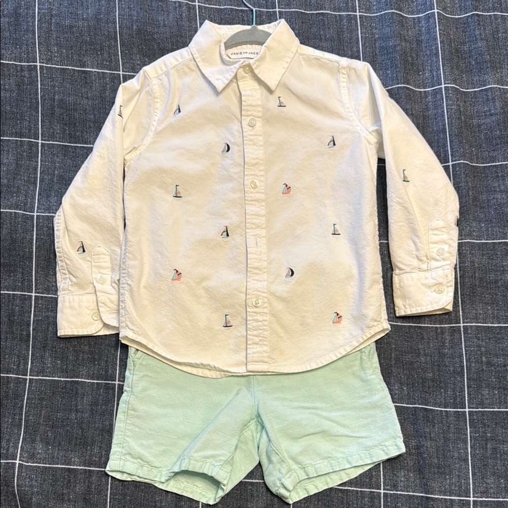 Janie and Jack Embroidered Shirt and Shorts Set